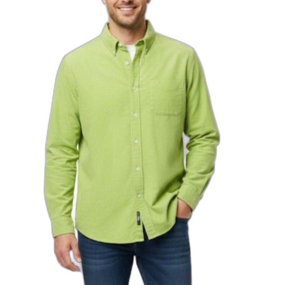 Paradise Collection Bright Green Fine Wale Corduroy Classic LS Shirt Size XXL